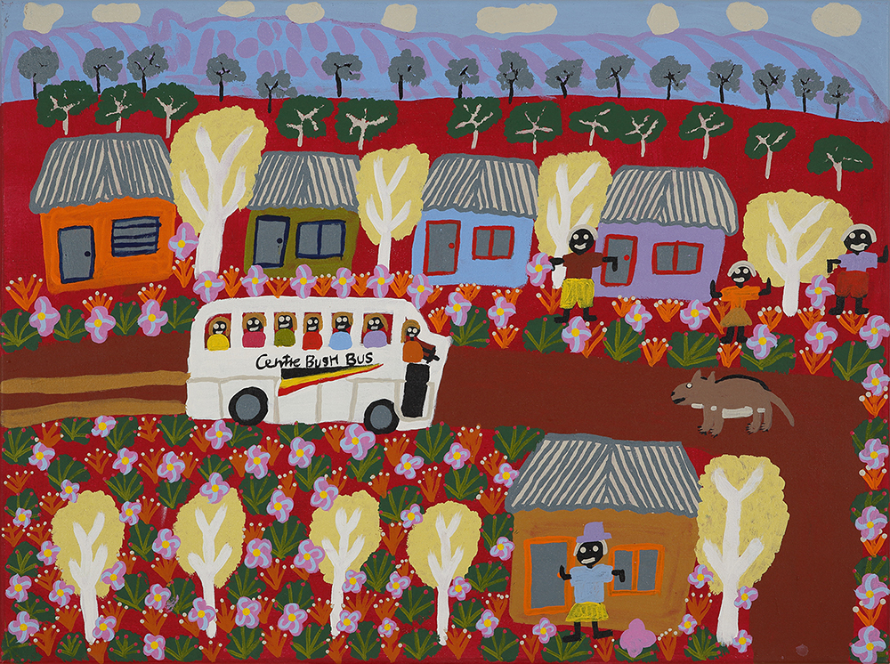 The Bush Bus, goin' from Papunya to town - Painting - Margaret Campbell