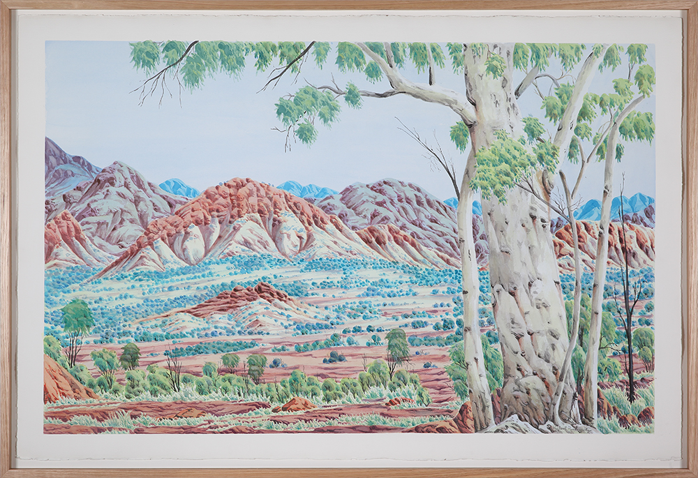 Near Mparntwe (Alice Springs), the hills going towards Simpson Gap - Painting - Hubert Pareroultja