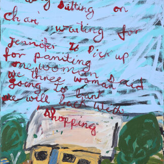 Sally sitting at Town Camp - Painting - Sally M Nangala Mulda