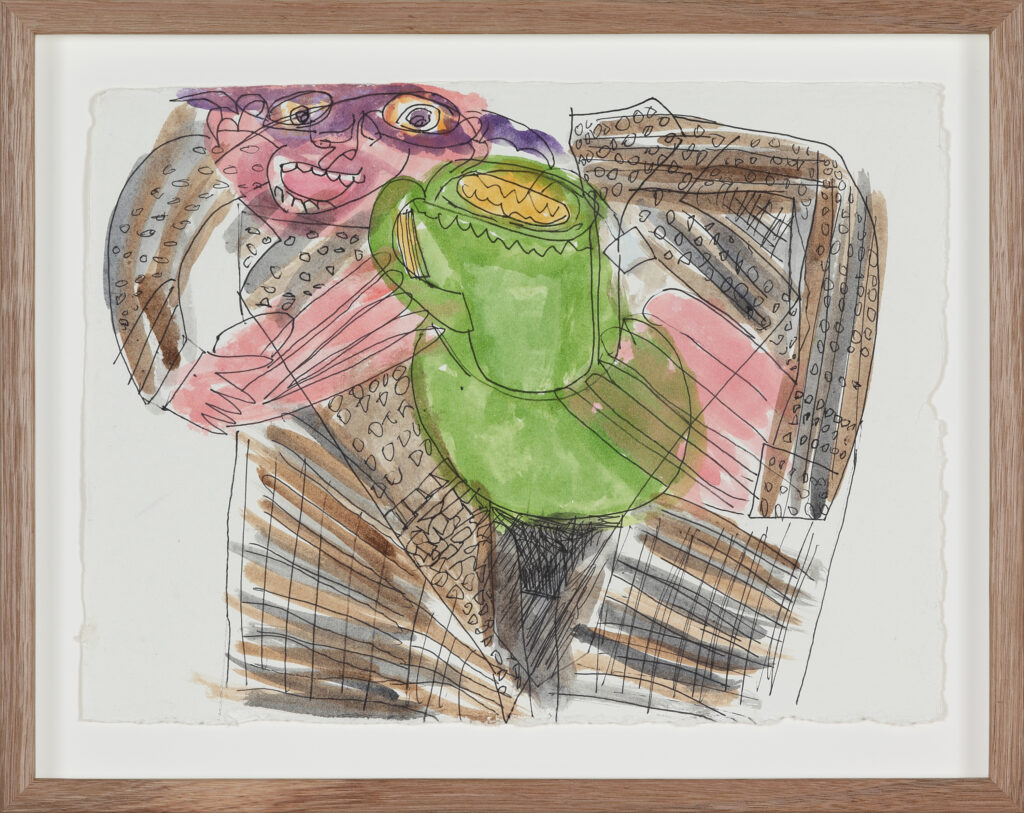 Old man holding cup of tea, standing Milo, coffee - Painting - Conway Ginger