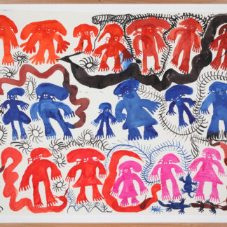 Nyunmanu – mangarri tjuṯa, pilkaṯi anta rumiya (all the bush food and the snake and goanna) - Painting - Doris Bush Nungarrayi