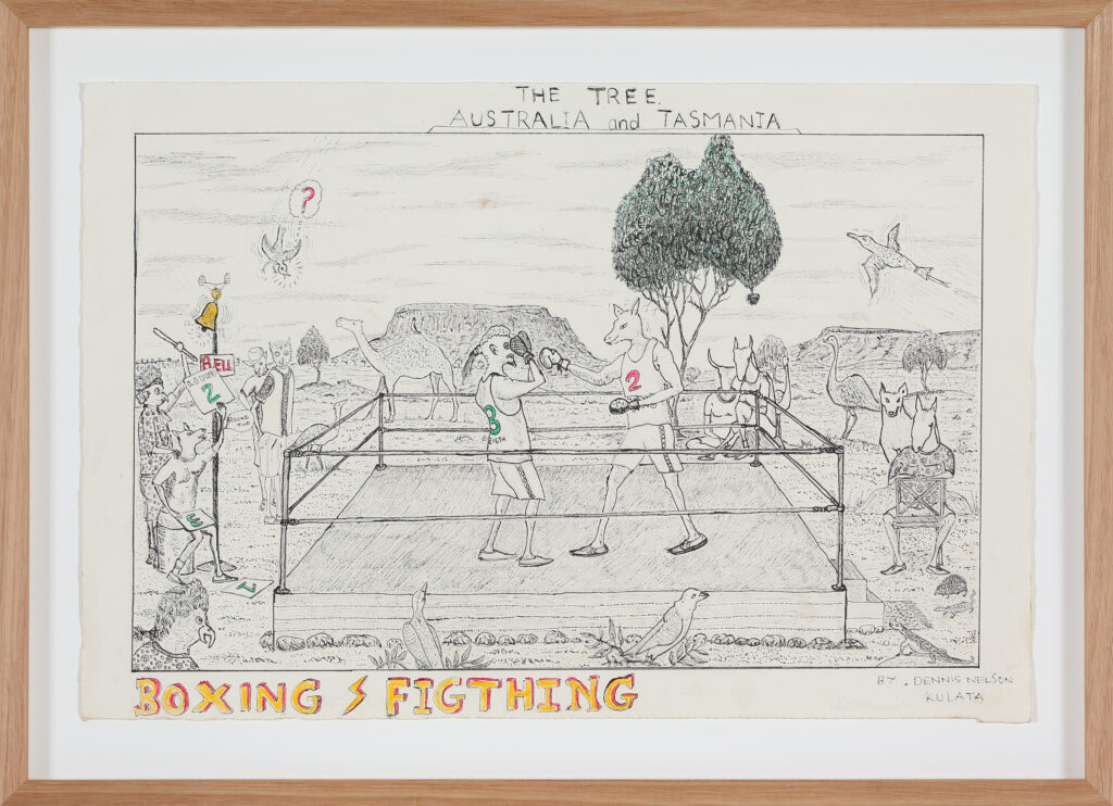 Boxing and fighting - Painting - Dennis Nelson Tjakamarra