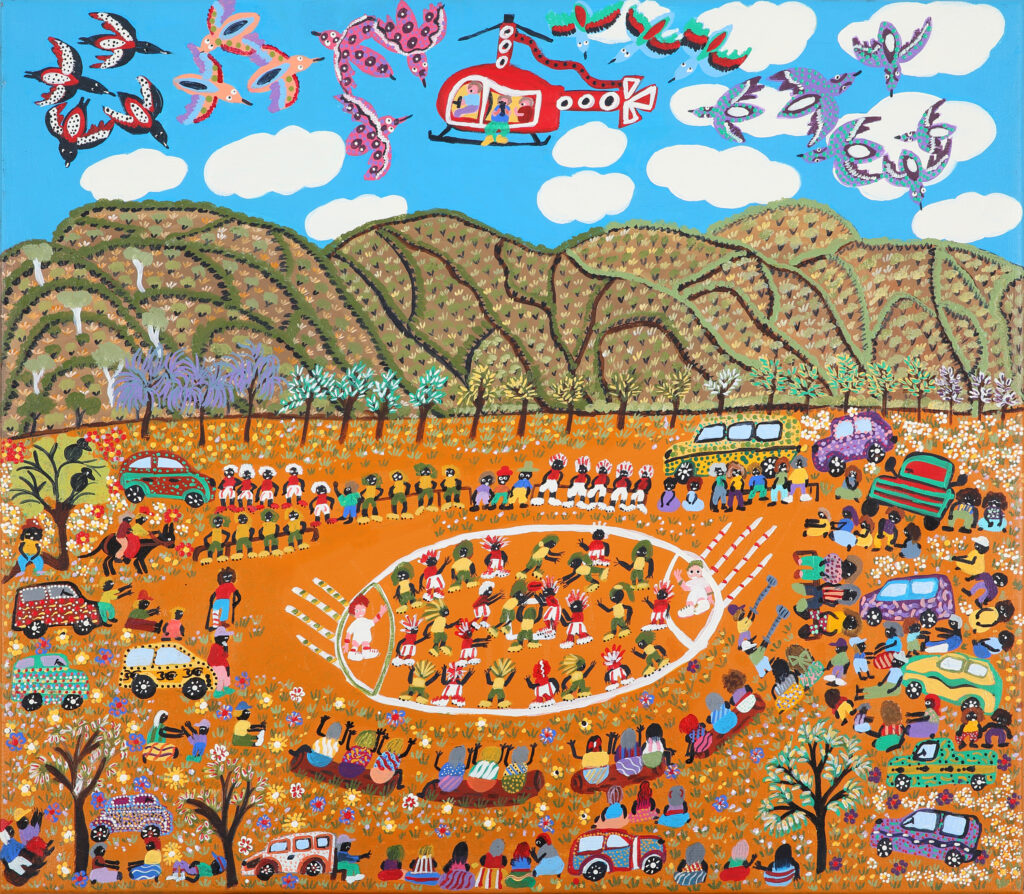 Ntaria footy grand final day - Painting - Marjorie Nunga Williams