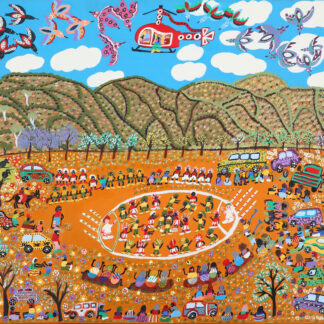 Ntaria footy grand final day - Painting - Marjorie Nunga Williams