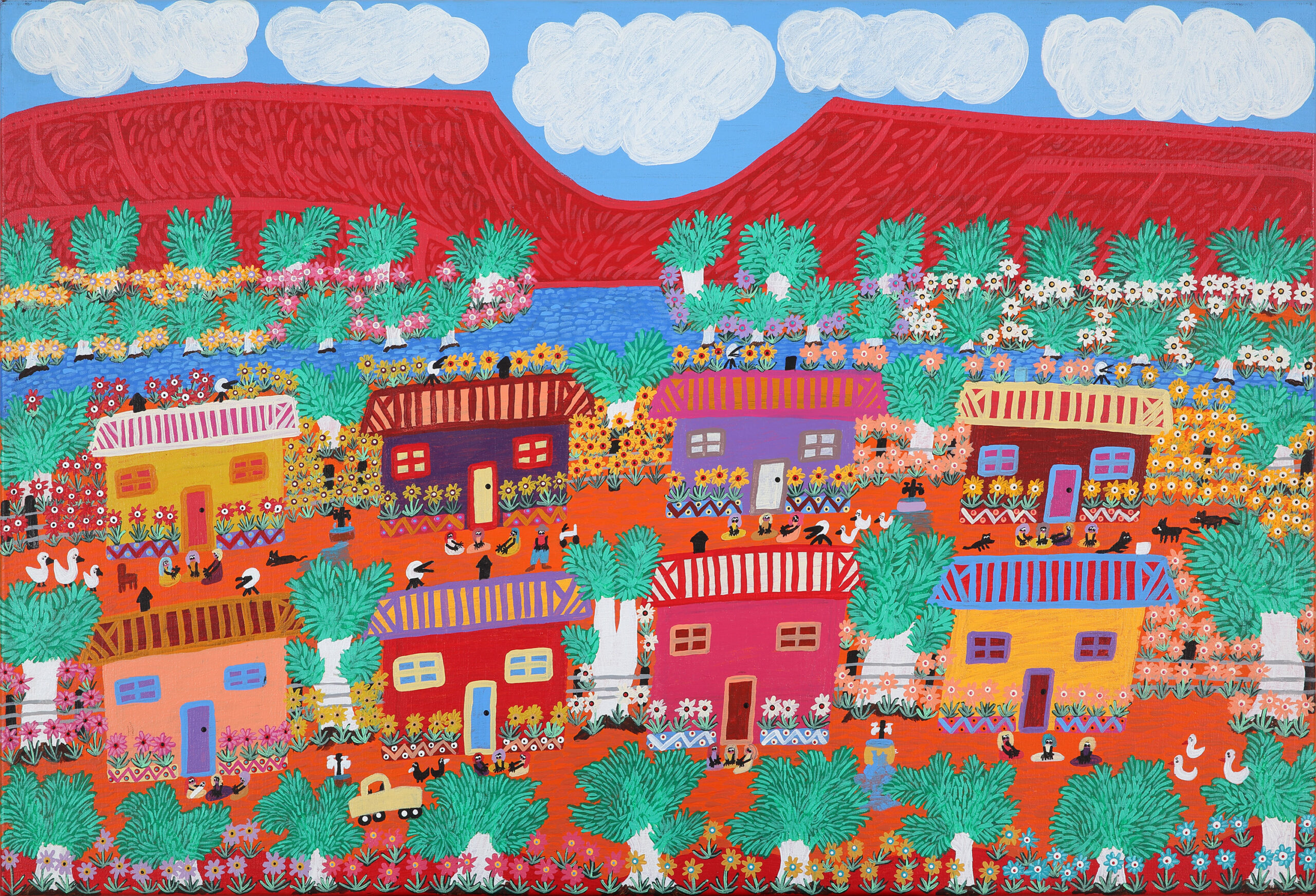 Sandhill Camp, family's home, Ntaria - Painting - Coralie Williams